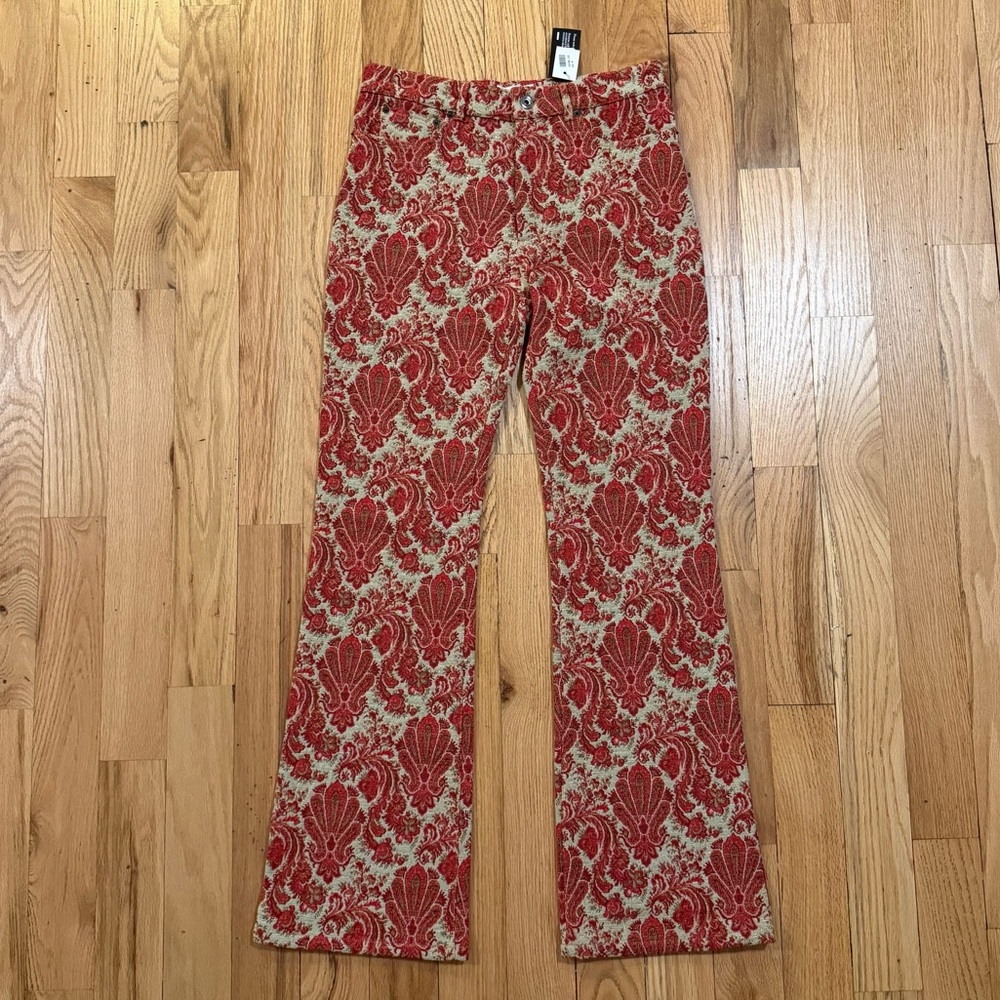 Paco Rabanne Floral-Jacquard Straight-Leg Pants